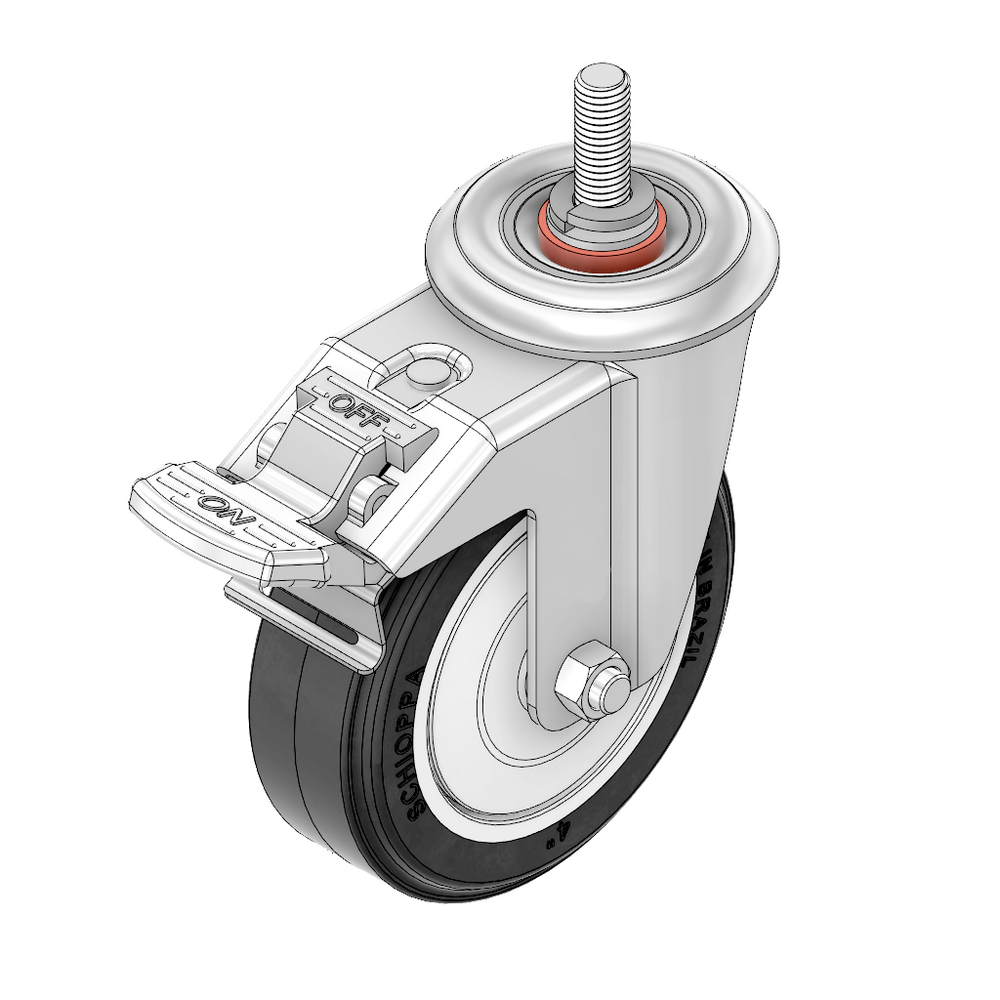 31-SM10D5-7 MODULAR SOLUTIONS CASTER<br>5" SWIVEL, M10 STEM W/LOCK